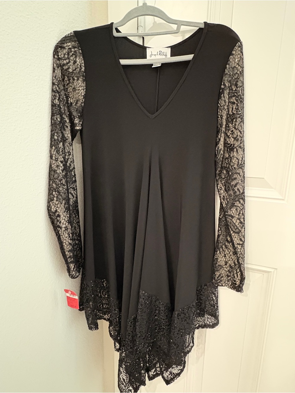 Joseph Ribkoff black Lace-Sleeve V-Neck blouse